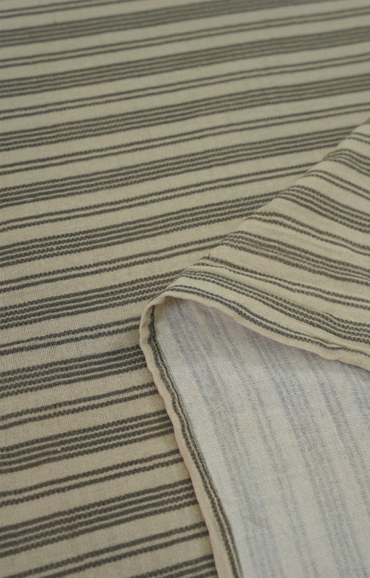 Striped Cotton Throw in Ecru & Charcoal