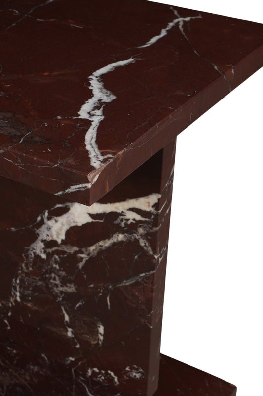 Modern Red Marble Accent Table