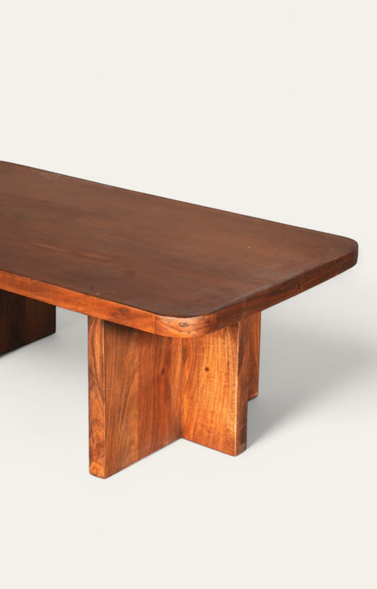 Rectilinear Acacia Wood Coffee Table