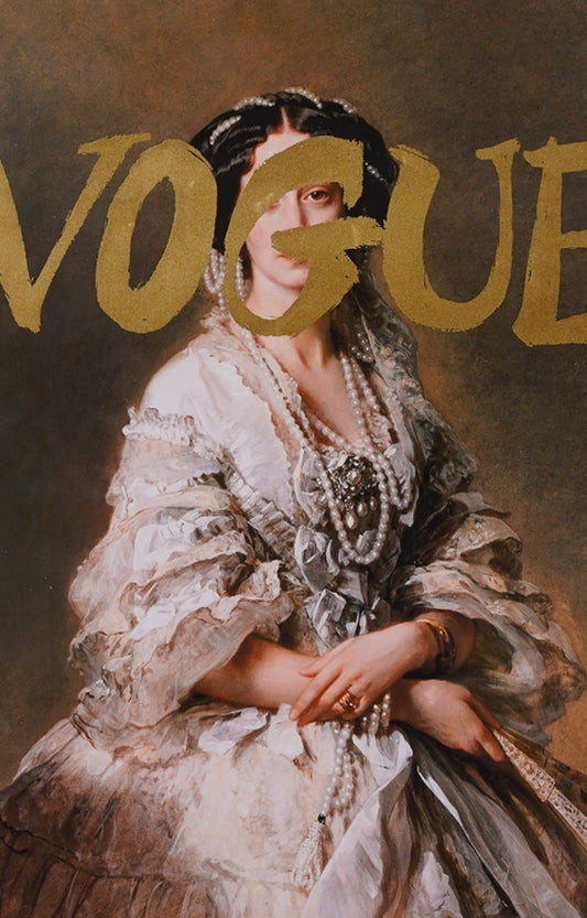 Classic Vogue Lady Canvas Print Wall Art with Golden Foil Embellishment