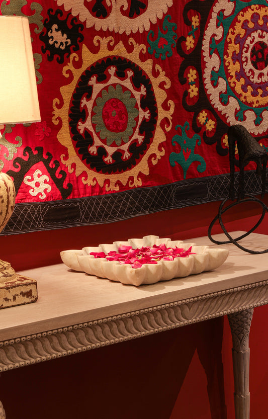 Scalloped Square Marble Tray