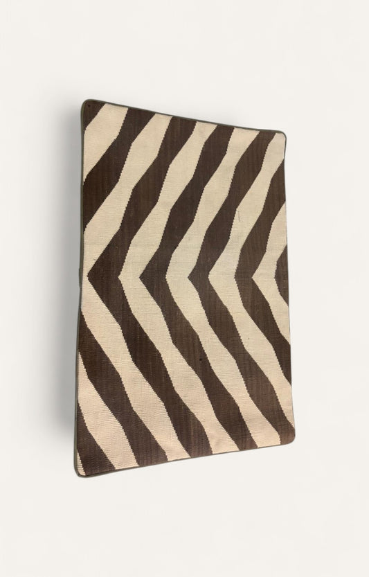 Minimalist Handwoven Cotton Cushion Cover in Brown & Beige