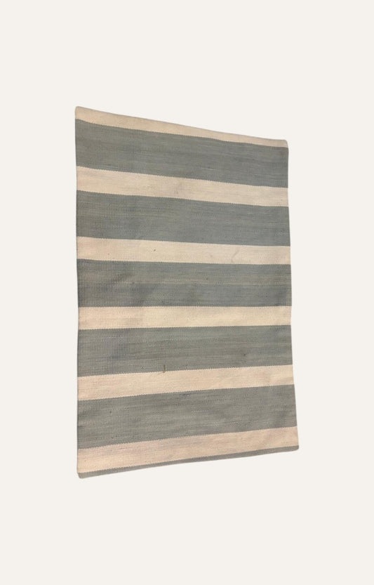 Handwoven Cotton Cushion Cover with Blue Stripes