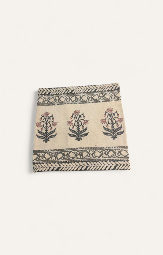 Handwoven Cotton Cushion Cover with Indian Motifs
