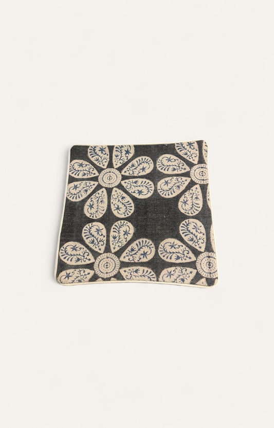Handwoven Cotton Cushion Cover with Floral Design