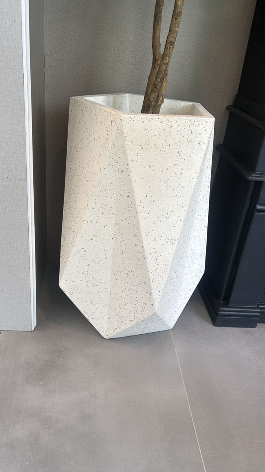 Geometric White Planter Medium