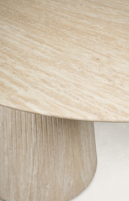 Fluted Pedestal Round Table in Natural Wood