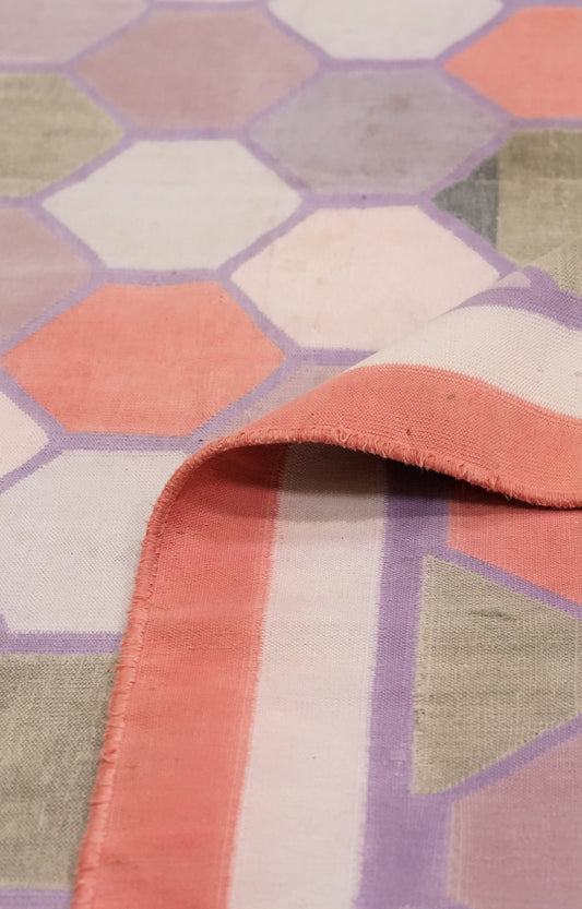 Hexagon Multicolor Handwoven Cotton Rug