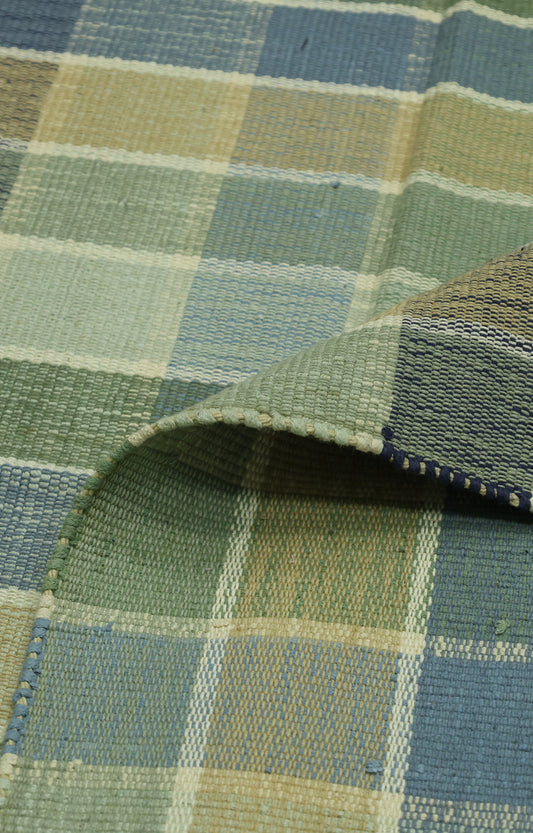 Multicolor Checks Cotton Rug with Tassels