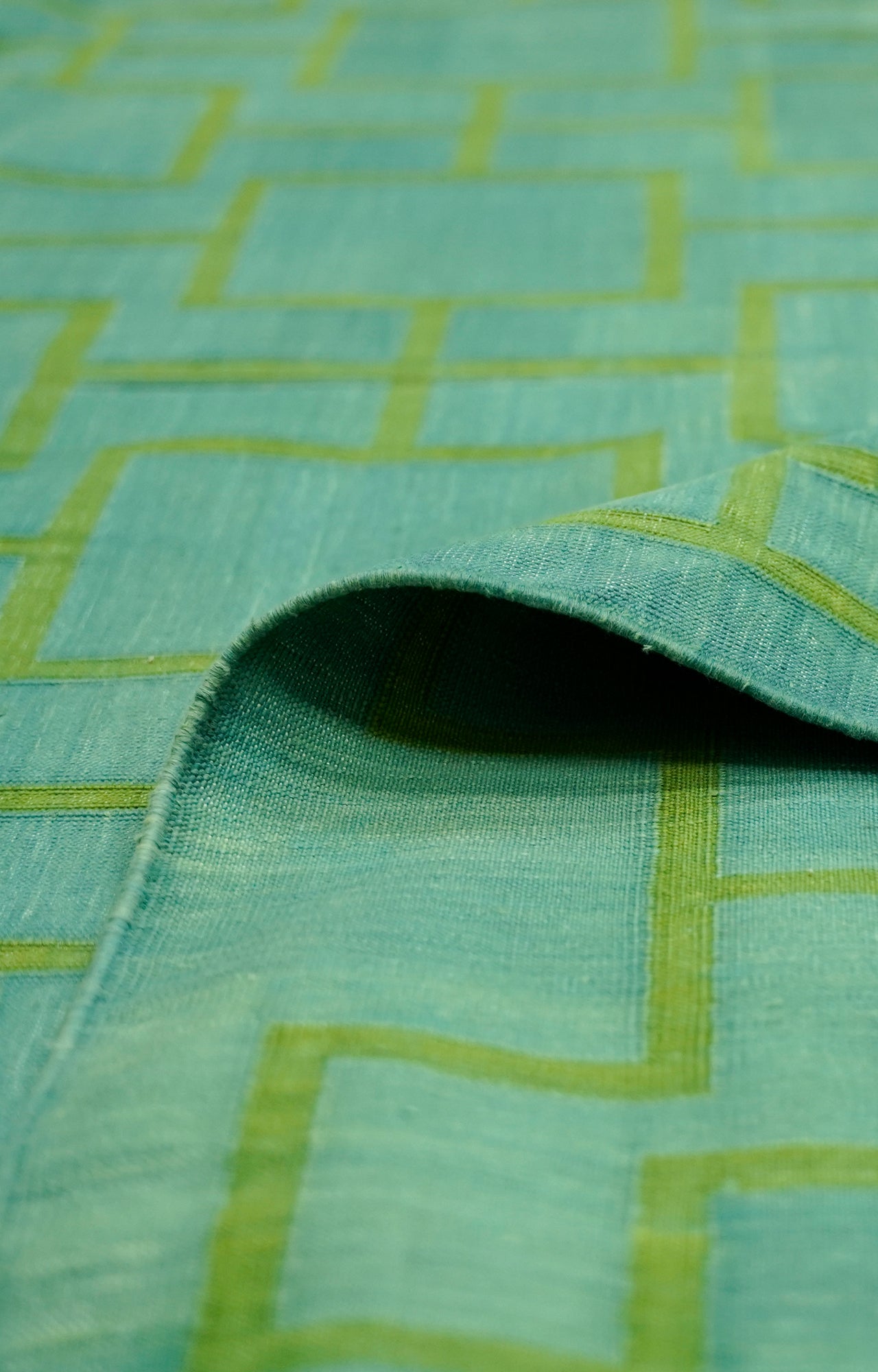 Turquoise Lattice Handwoven Geometric Rug