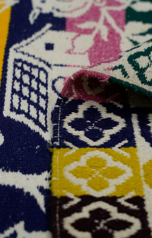 Handwoven Cotton Rug with Vibrant Patterns