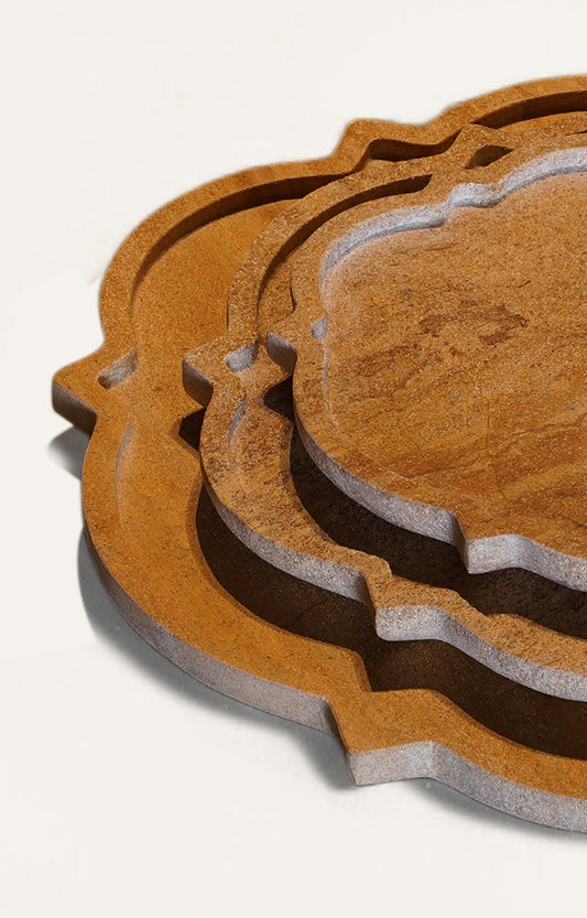 Solano Yellow Marble Platter Set (Set of 3)