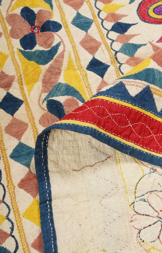 Vintage Saurashtra Appliqué Embroidered Textile Wall Hanging