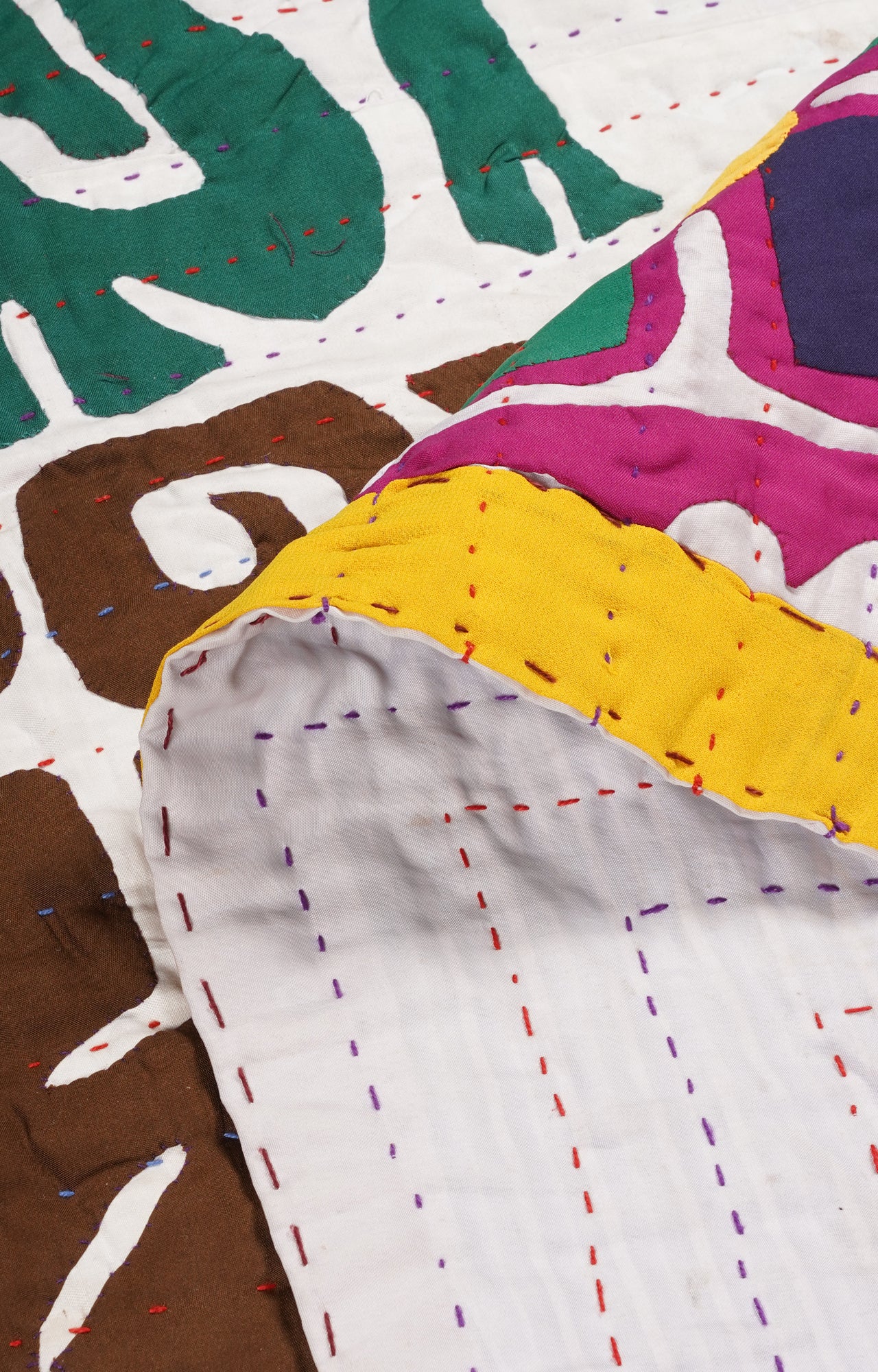 Folk Art Patchwork Kantha Quilt Textile