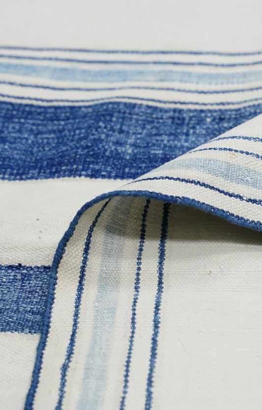 Blue Ikat Handwoven Cotton Rug