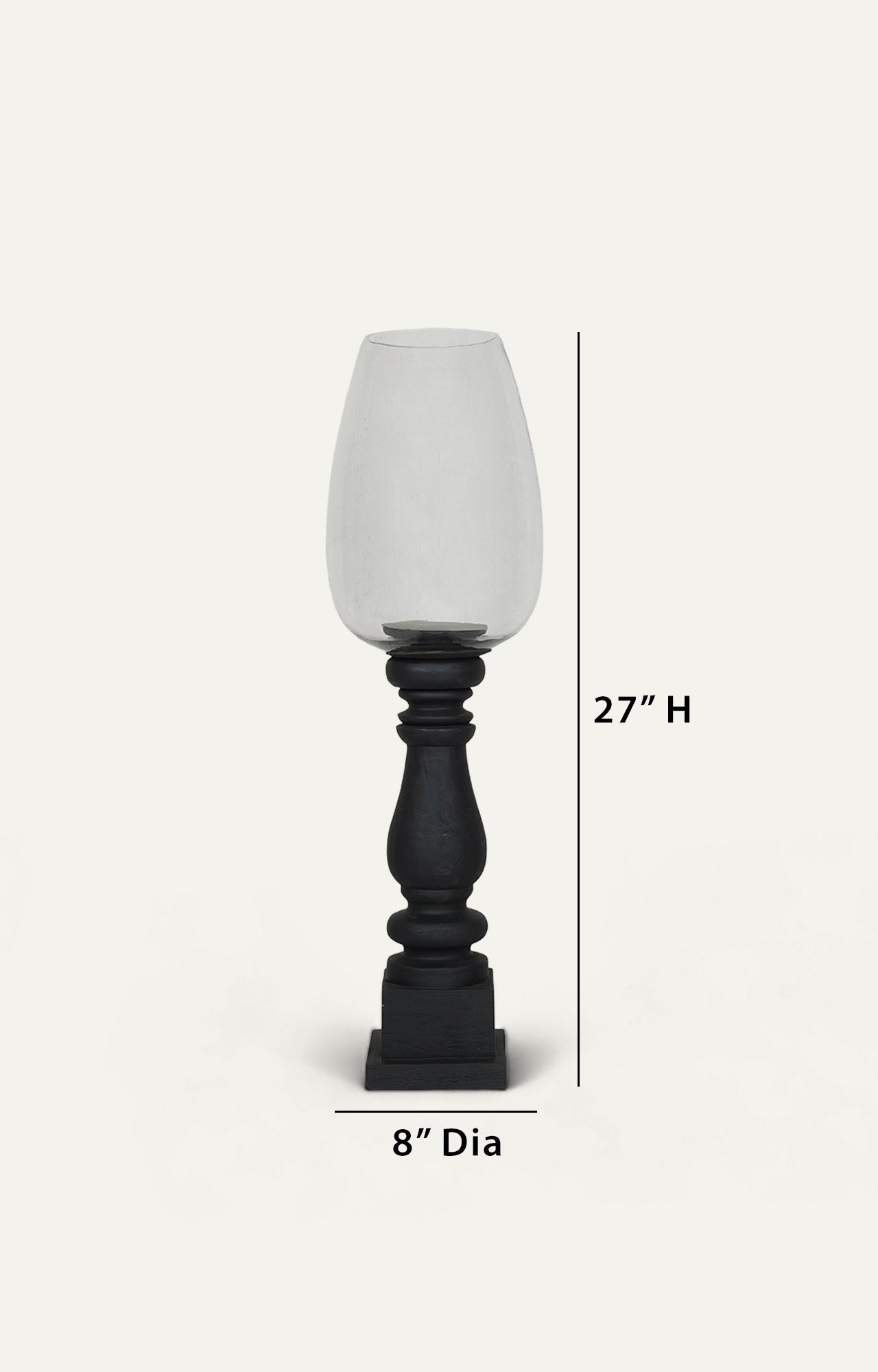 Hurricane Lantern with Black Wooden Base