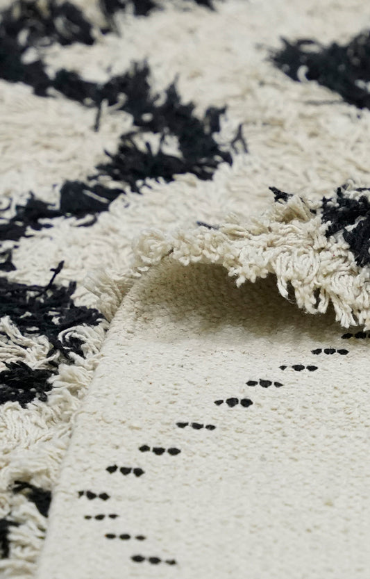 Boho Handwoven Cotton Shaggy Rug