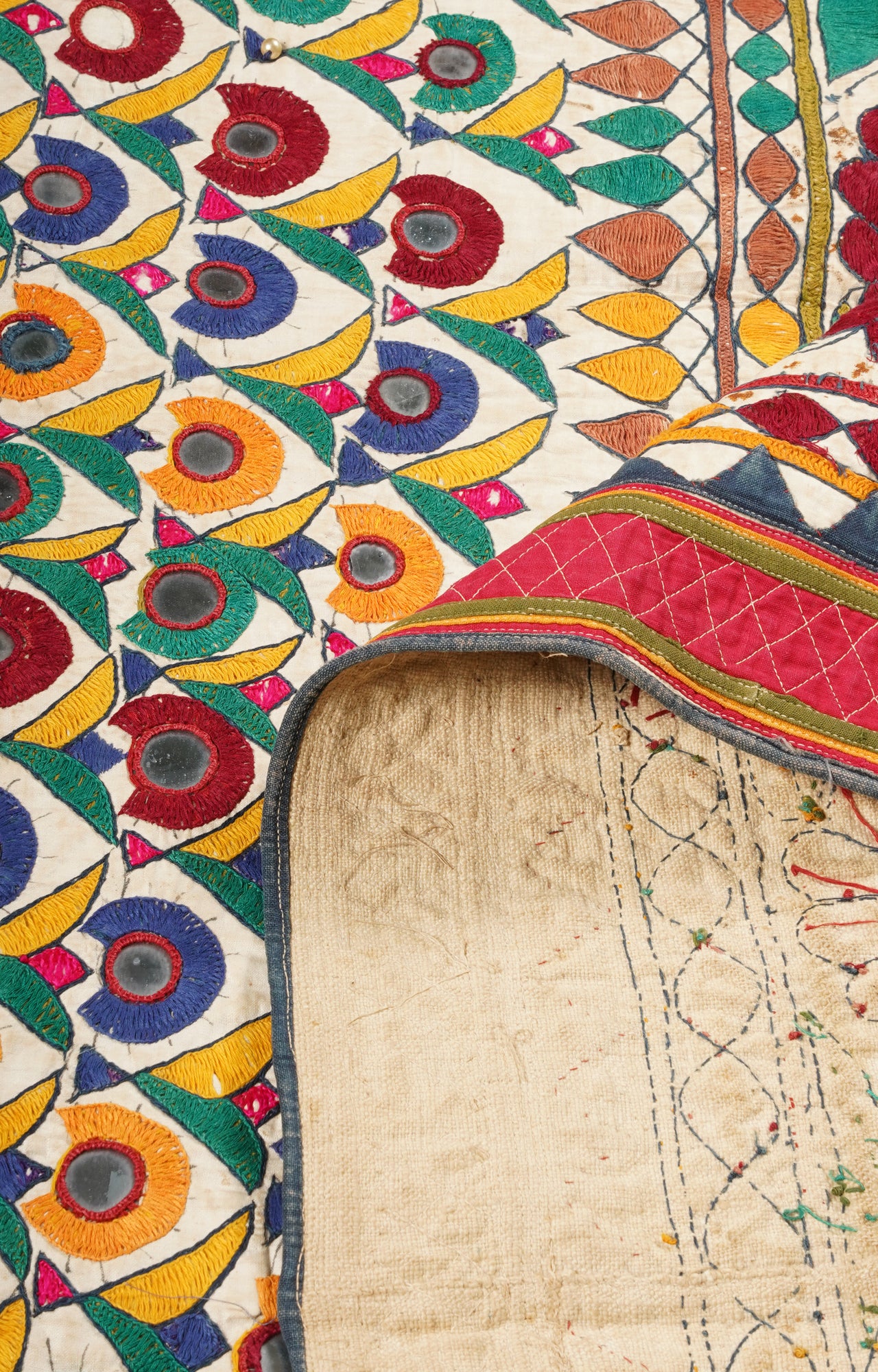 Mirrored Saurashtra Embroidered Textile Wall Hanging