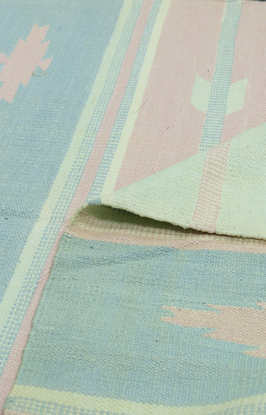 Pastel Vintage Cotton Rug with Tassels