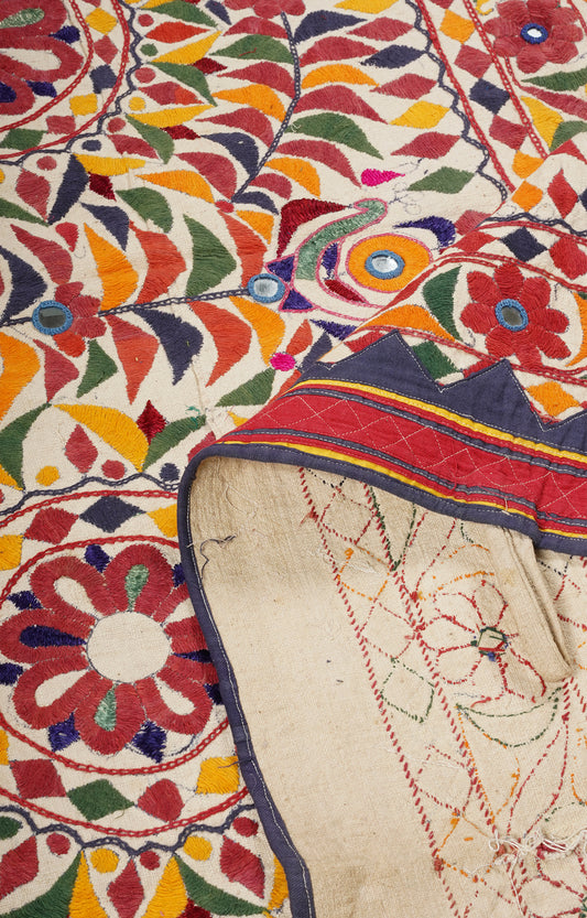 Vibrant Saurashtra Appliqué Embroidered Textile Wall Art