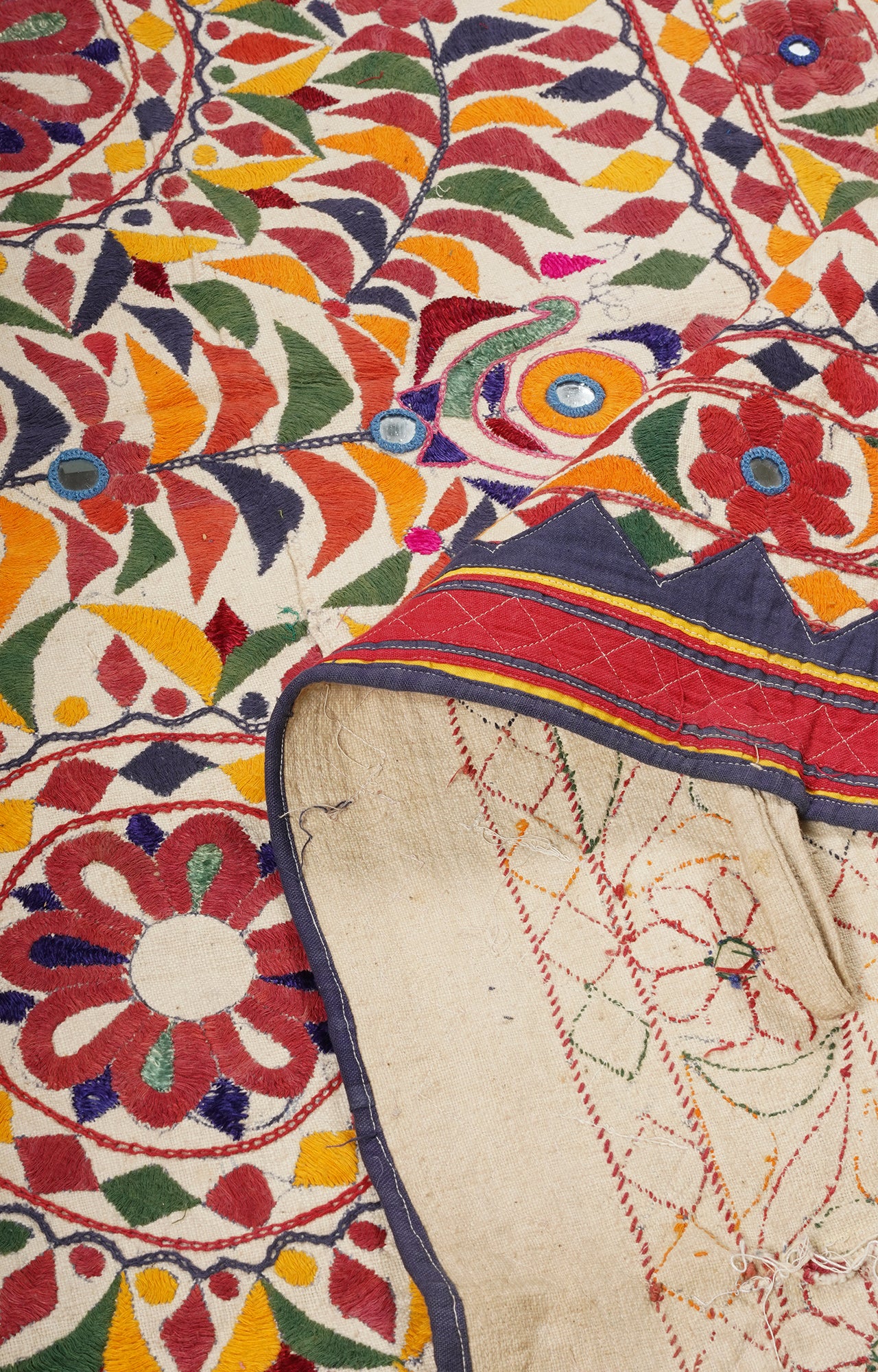 Vibrant Saurashtra Appliqué Embroidered Textile Wall Art