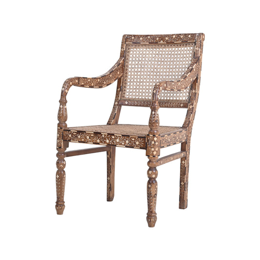 Wooden Bone Inlay Rattan Chair