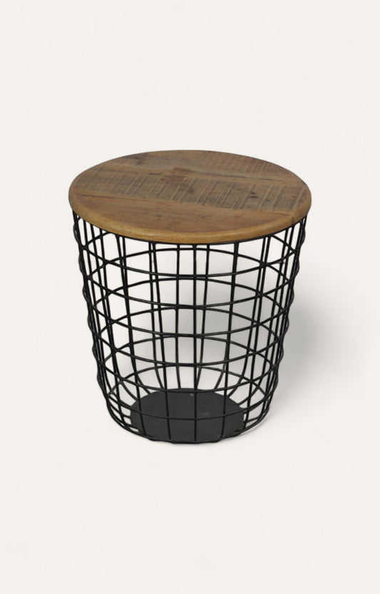 Wire Basket Round Side Table
