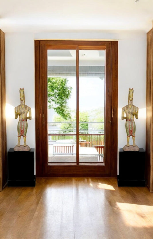 Ethnic Wooden Dwarpal Statue Set – Traditional Decorative Showpieces