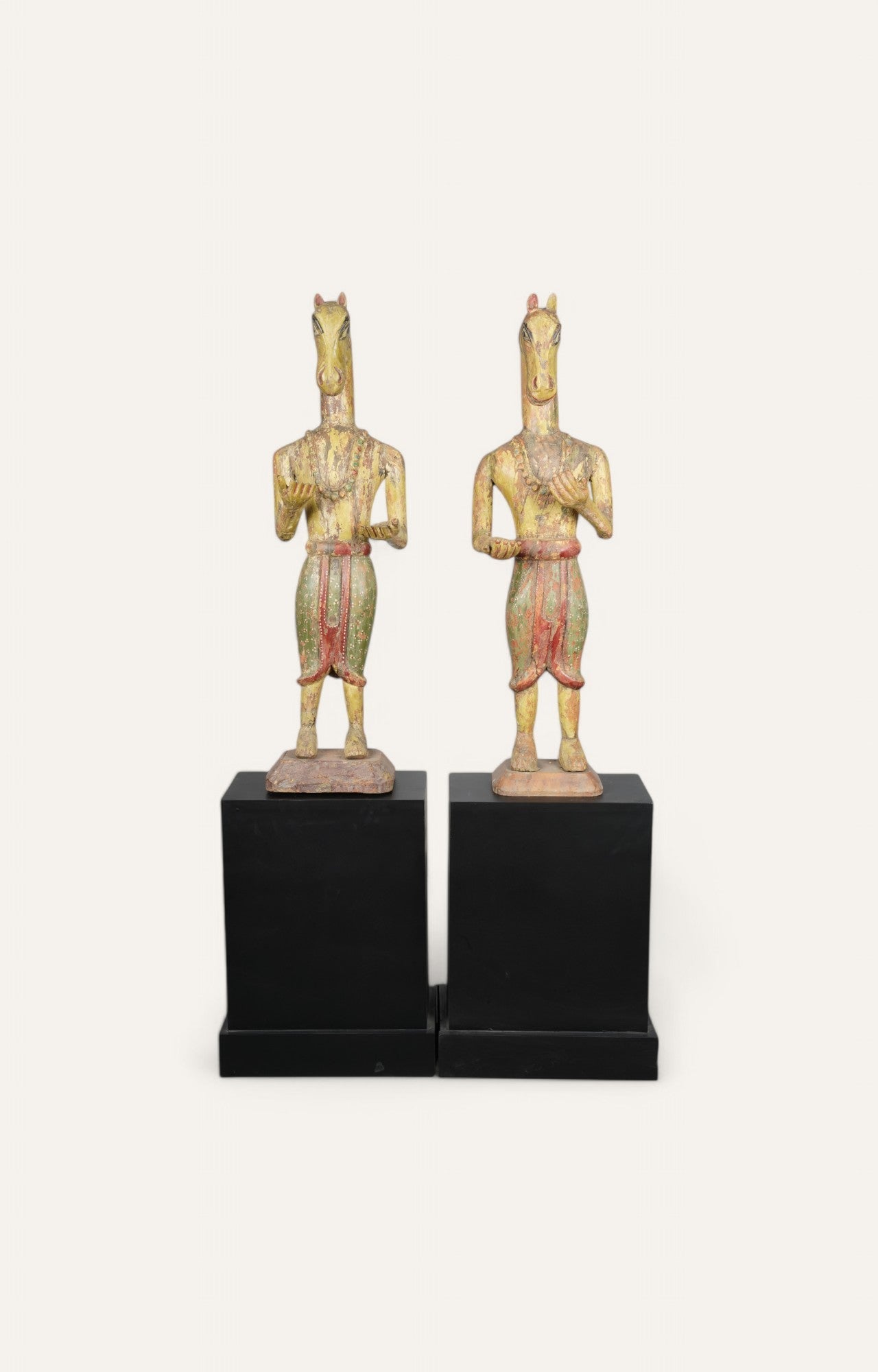 Ethnic Wooden Dwarpal Statue Set – Traditional Decorative Showpieces