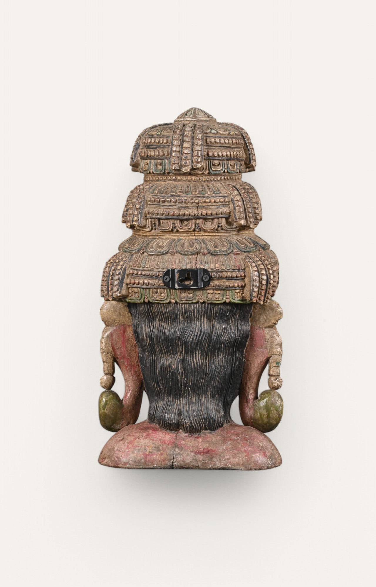 Warrior Head Hand-Carved Wooden Sculpture