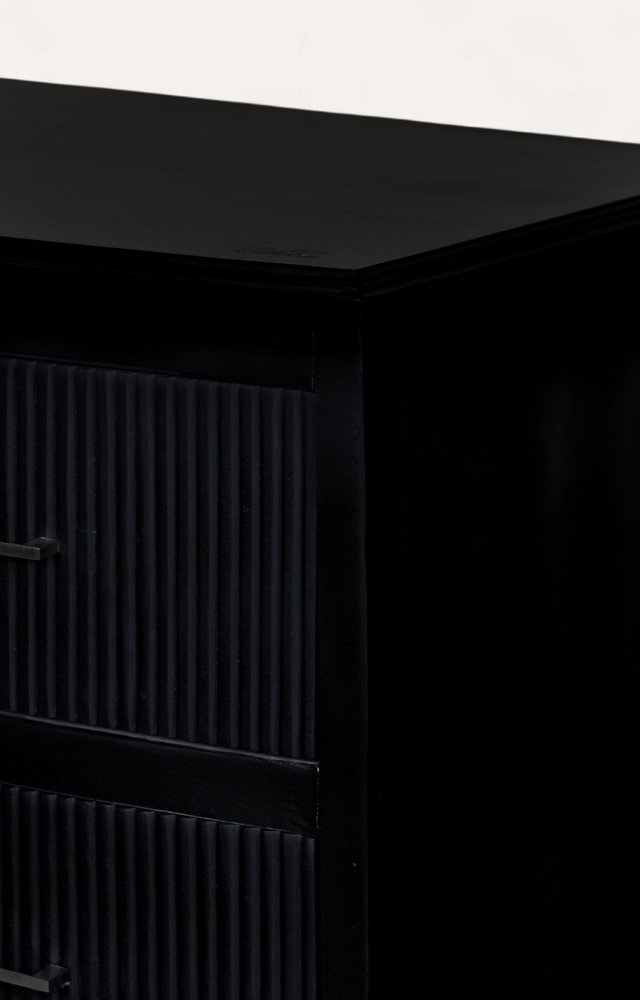 Modern Black Ribbed-Front Chest of Drawer