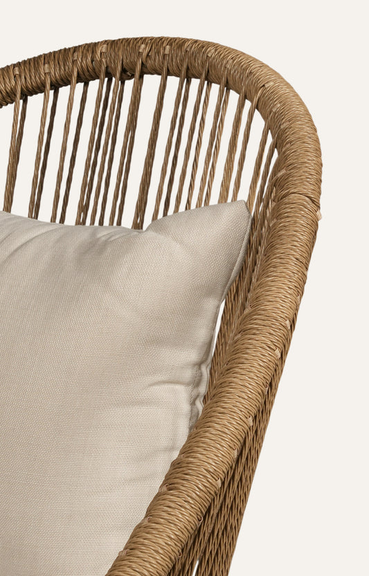 Woven Rattan Lounge Chair with Cushions