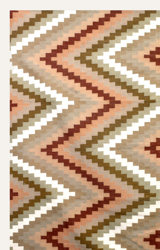 Neutral Zig Zag Woolen Rug