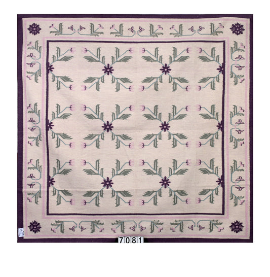 Hand Knotted Purple Woolen Rug