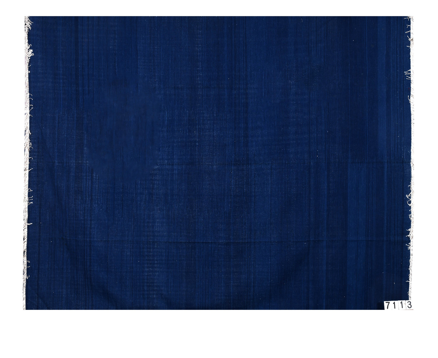 Navy Blue Self Stripe Woolen Rug