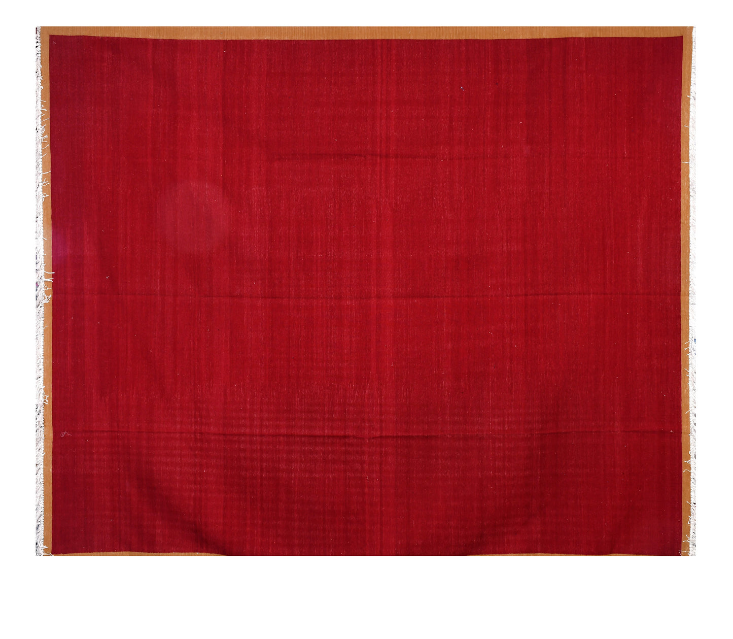 Plain Red With Orange Edges Handwoven Woolen Rug