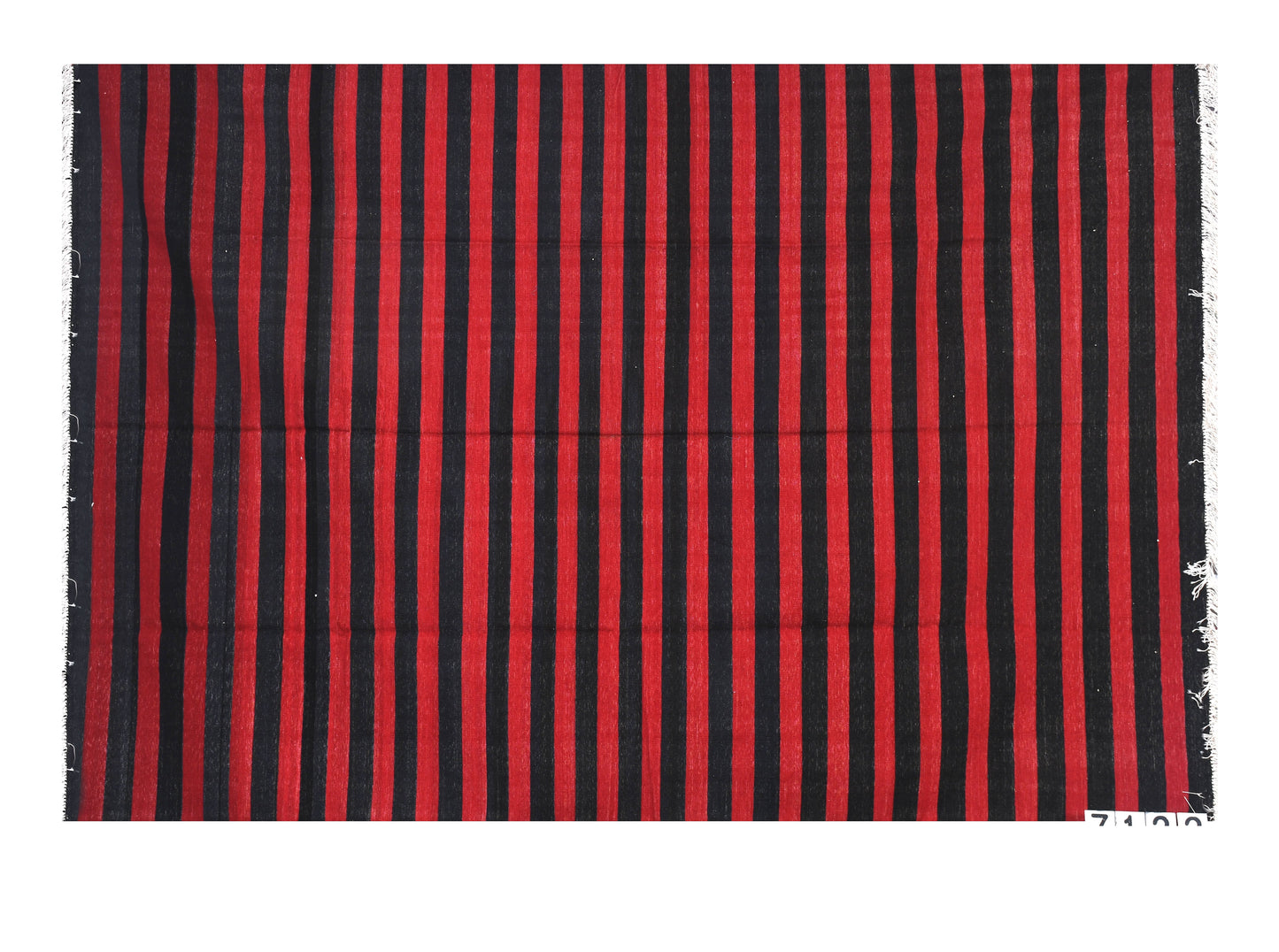 Red & Black Striped Pattern Woolen Rug