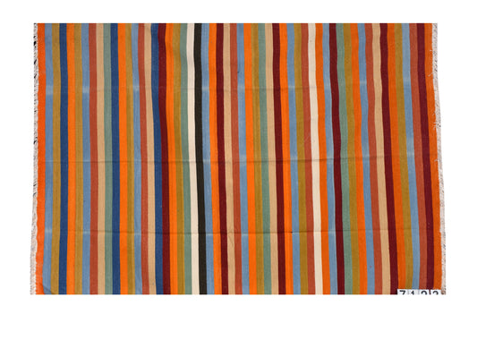 Multi-Coloured Micro Striped Woolen Rug