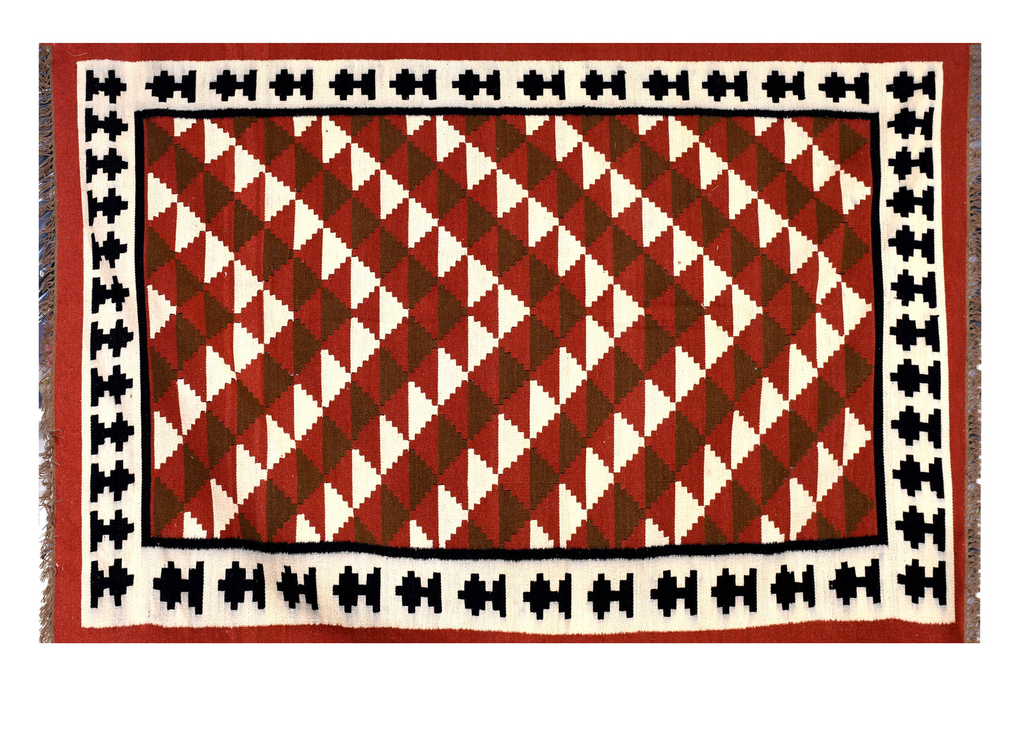 Seamless Geometric Knitted Pattern Woolen Rug