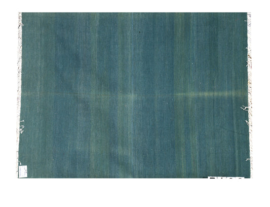 Solid Teal Blue Flatweave Woolen Rug