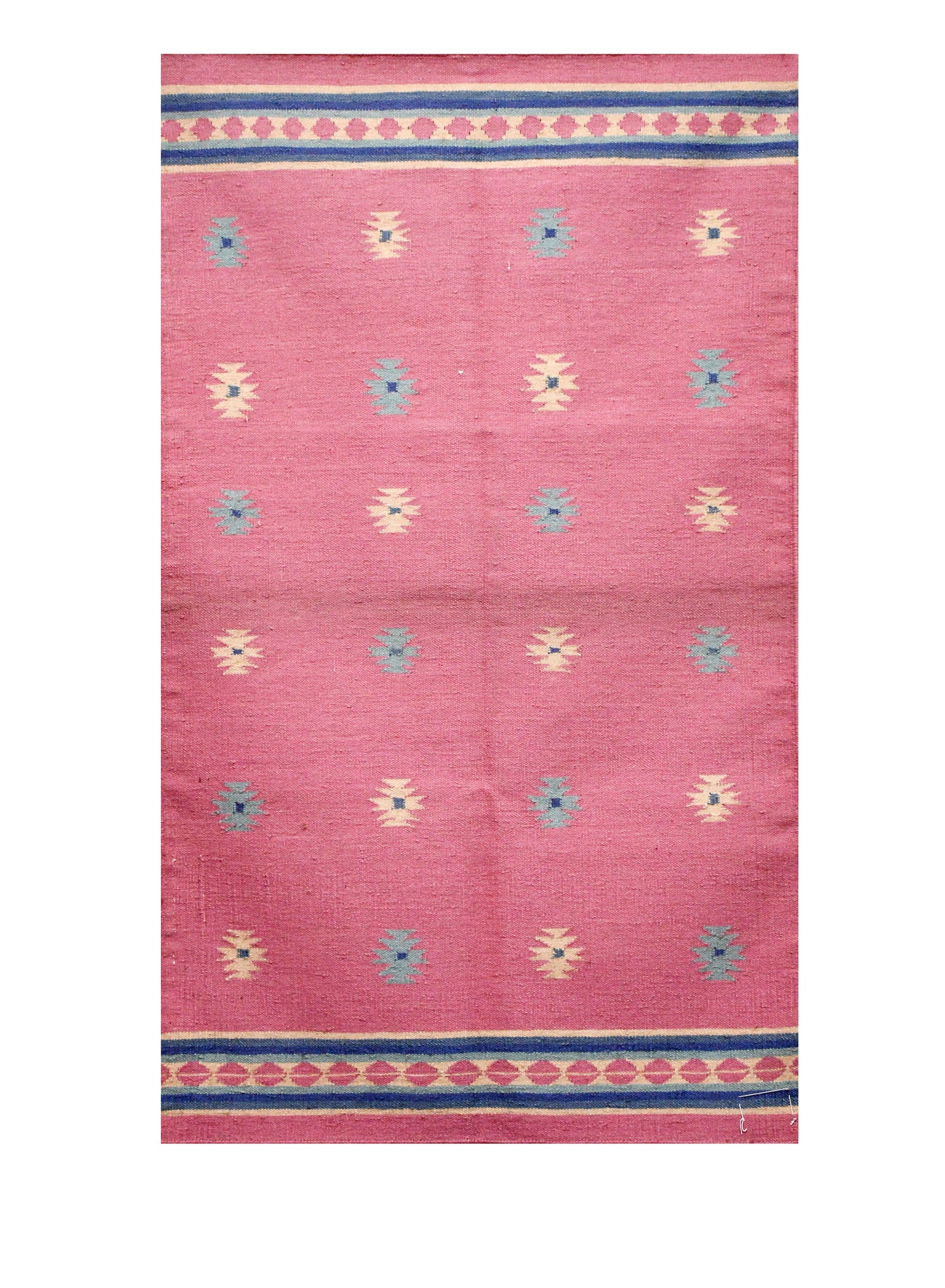 Light Pink Bohemian Coral Woolen Rug