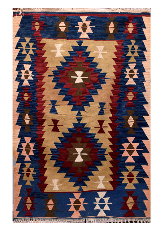 Multi-Coloured Kilim Woolen Rug