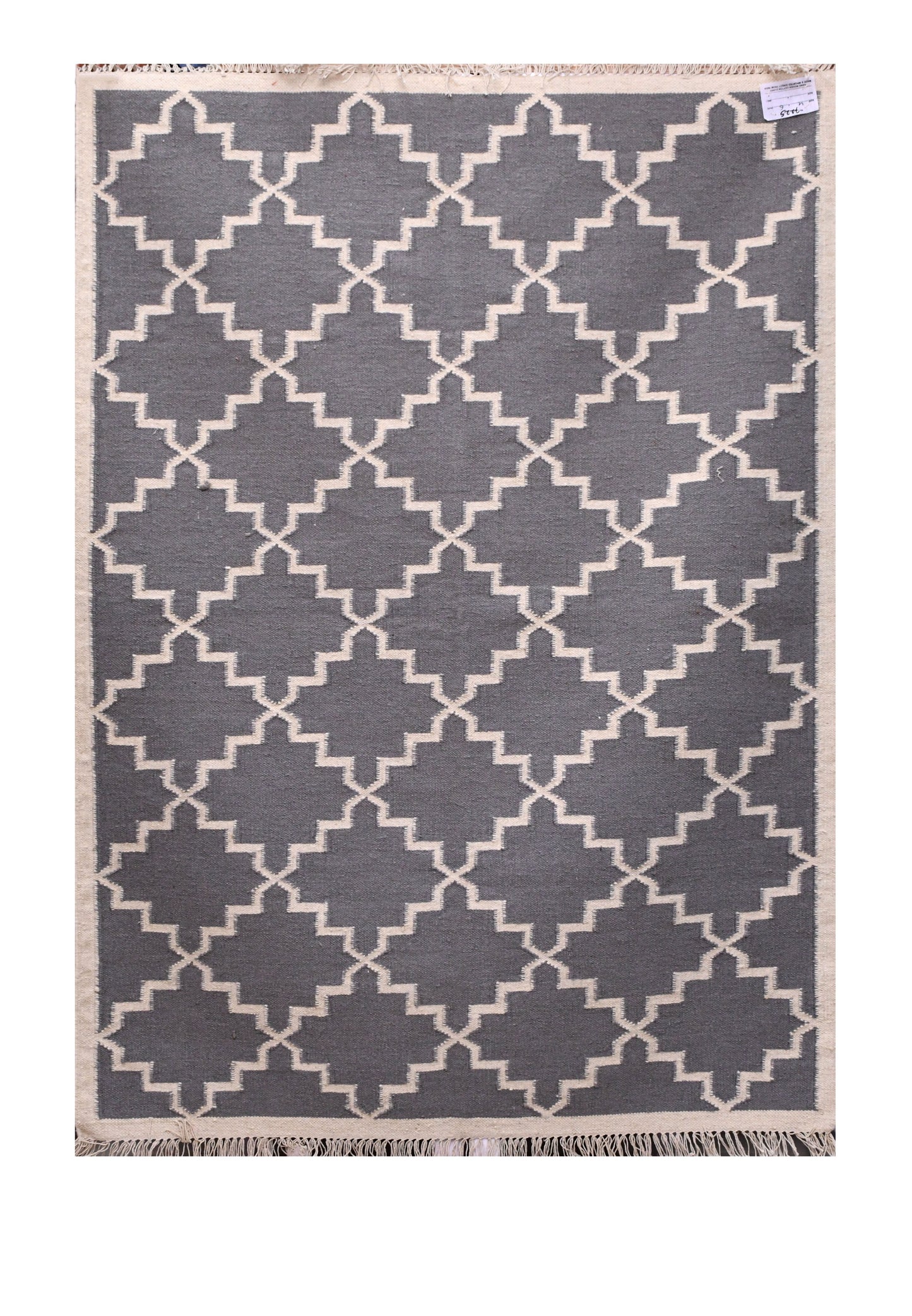 Grey Trellis Flatweave Woolen Rug