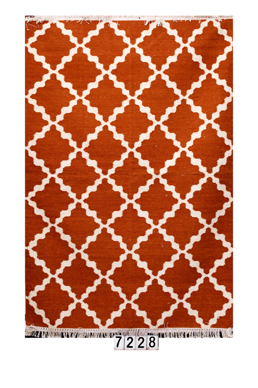 Orange Trellis Handwoven Woolen Rug