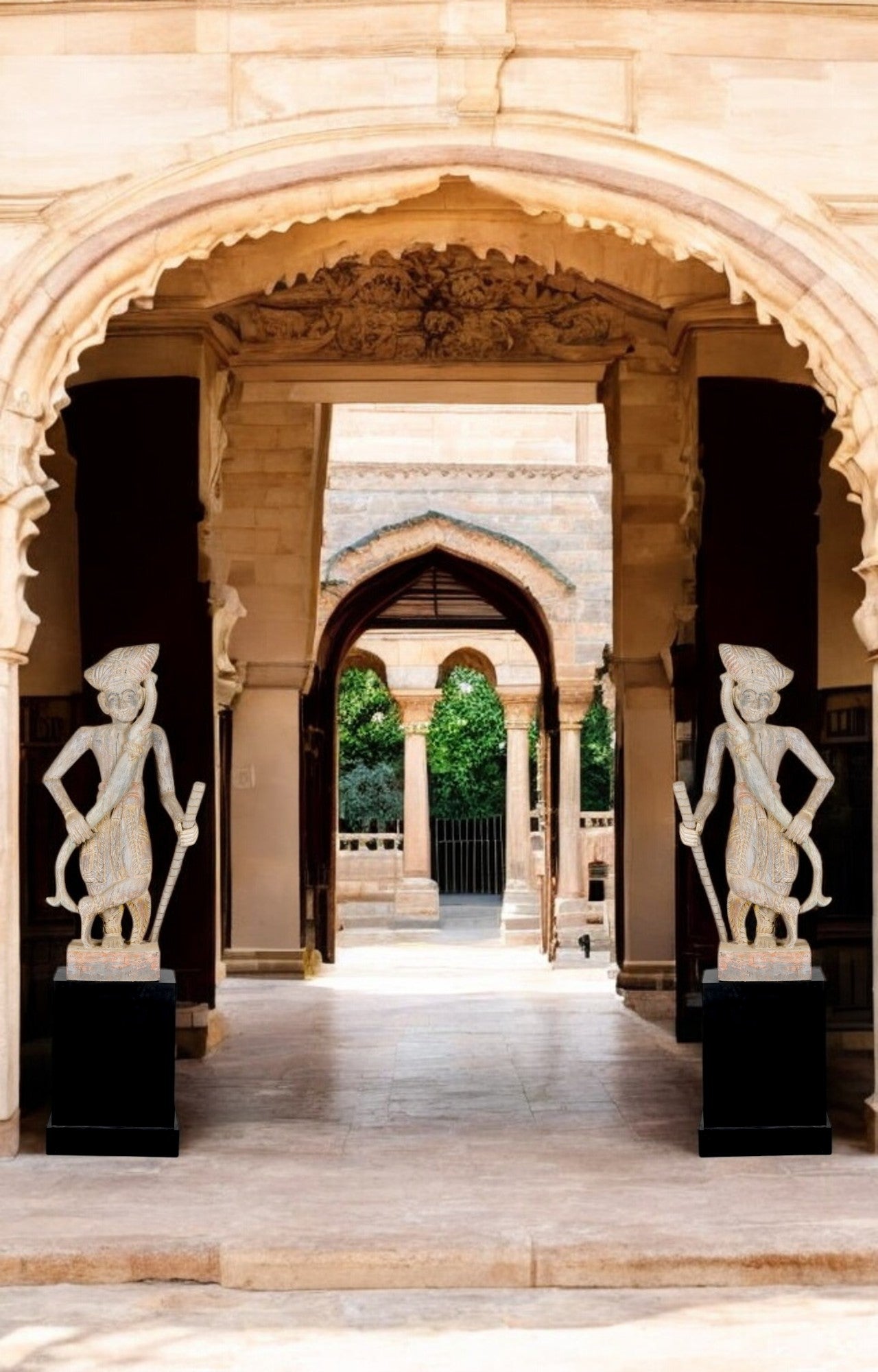 Royal Wooden Dwarpal Sculpture – Vintage Handcrafted Ethnic Decor