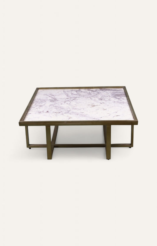 Marble Top Metal Frame Square Table