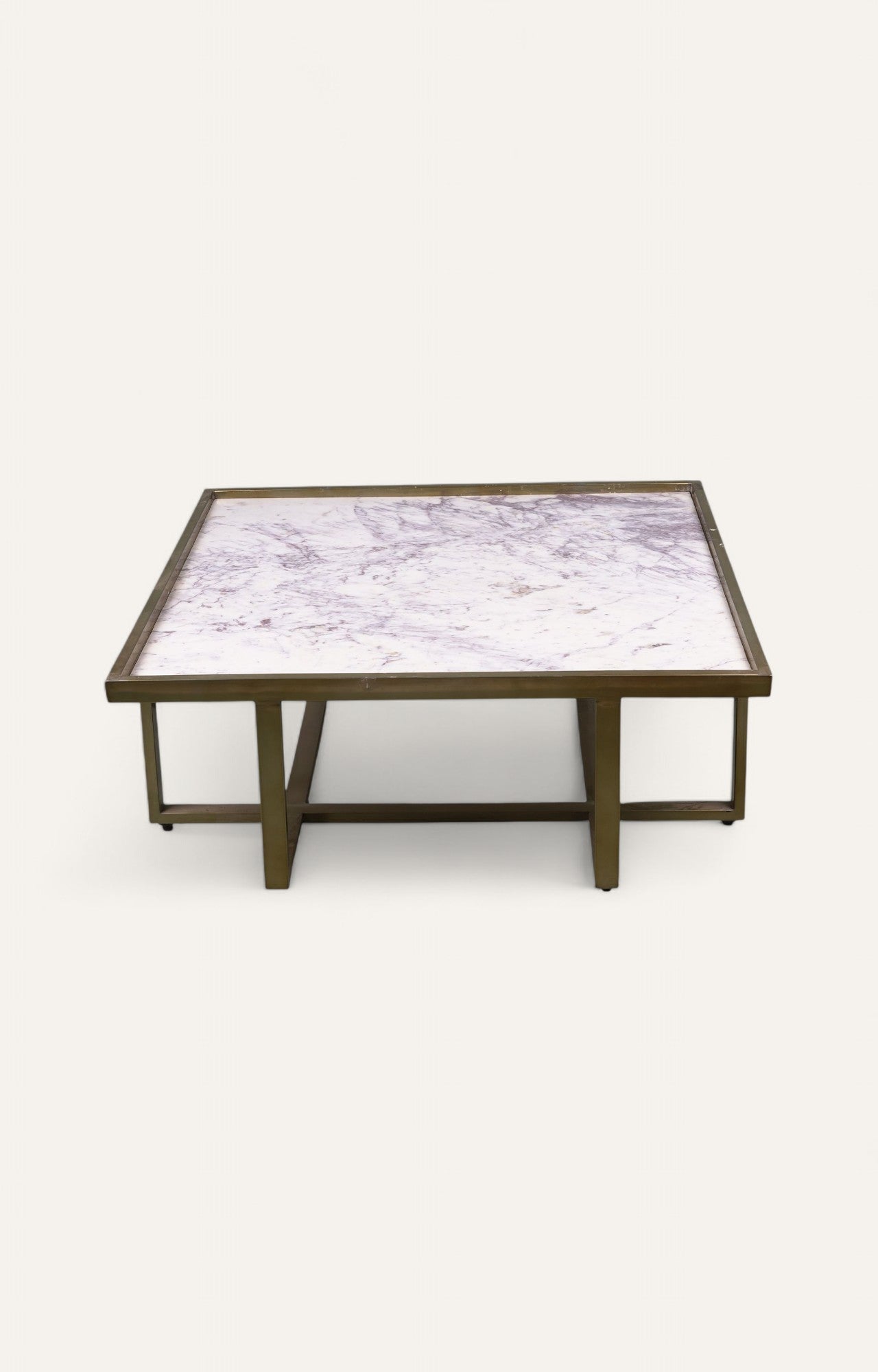 Marble Top Metal Frame Square Table