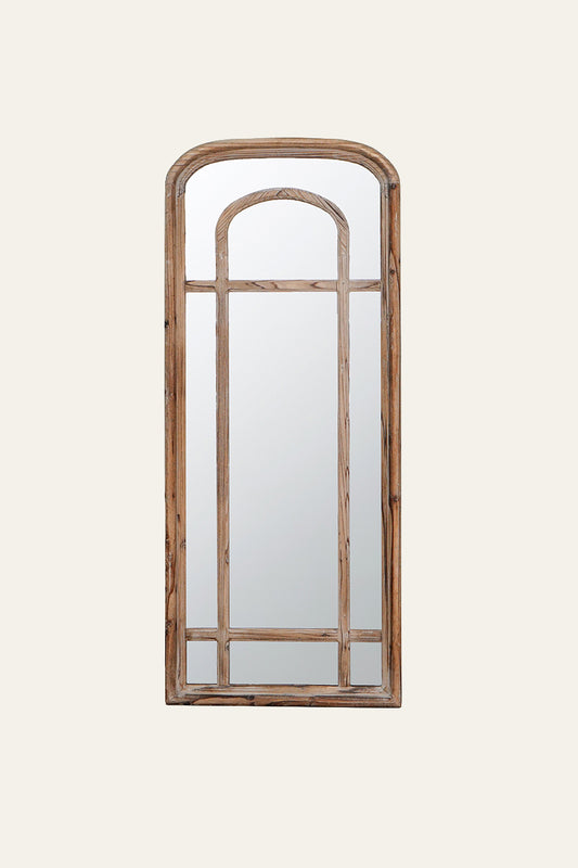 Rectangular Wooden Wall Mirror with Rounded Edges