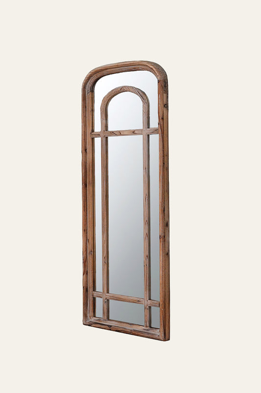 Rectangular Wooden Wall Mirror with Rounded Edges