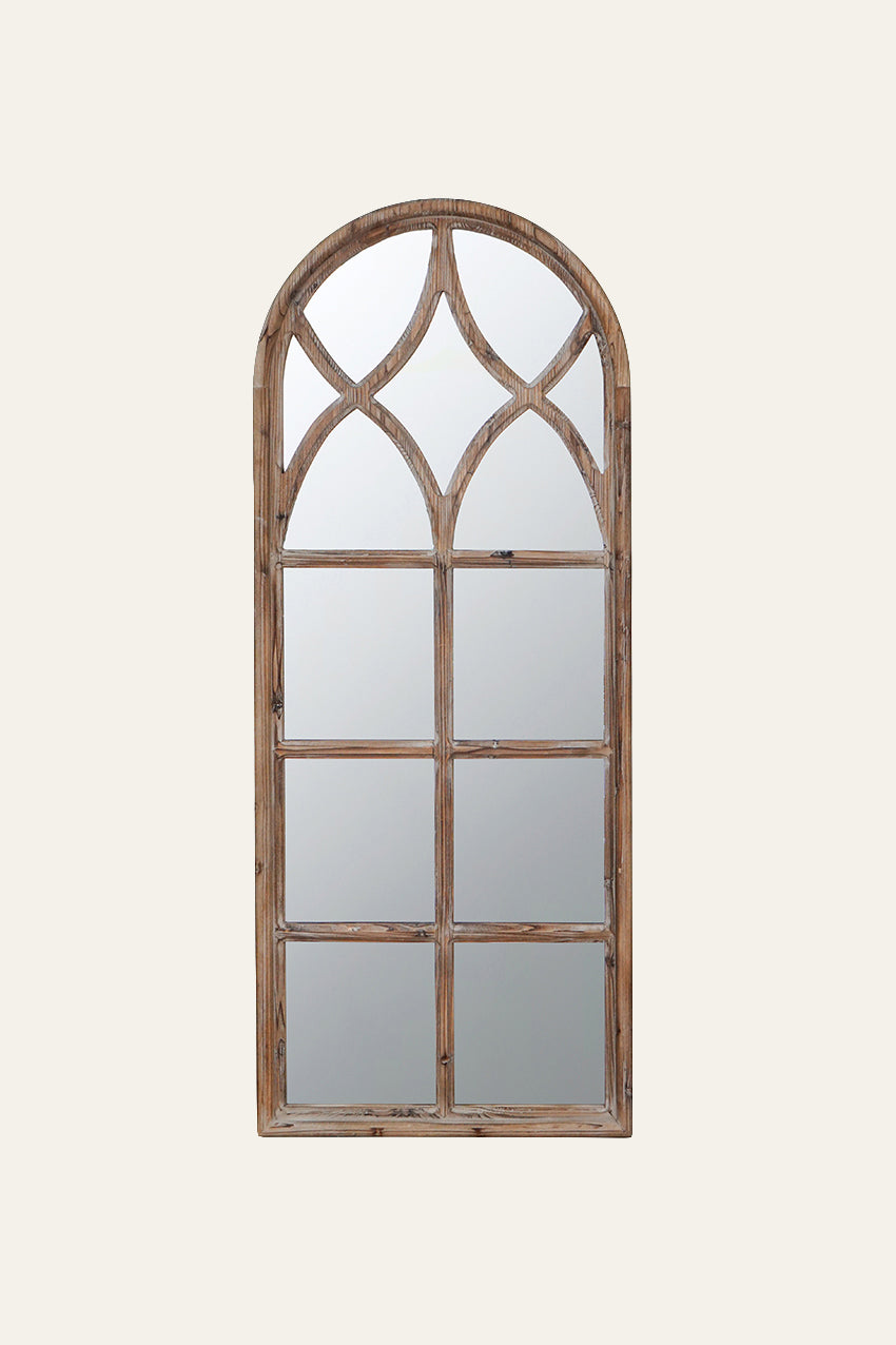 Arched Wooden Wall Mirror